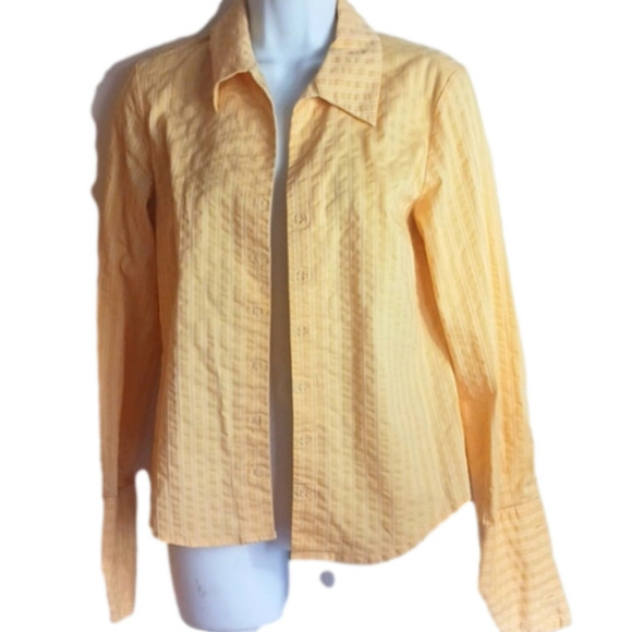 Inc yellow button down stretchy blouse, size 8 box 26 - Picture 1 of 4
